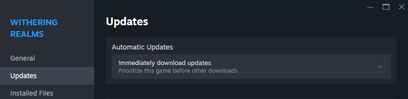 Turning on immediate Steam downloads